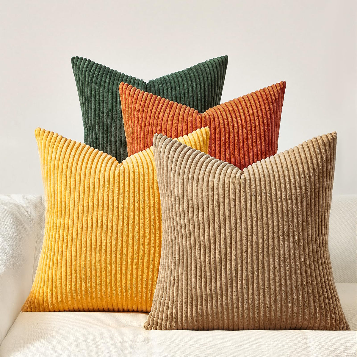 Topfinel Decorative Throw Pillow Covers Cushion Cases, Set of 4 Soft Velvet Modern Double-Sided Designs, Mix and Match for Boho Farmhouse Fall Home Decor (18x18 inch, Orange/Teal)