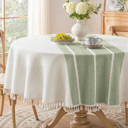 Softalker Fall Linen Rectangle Tablecloth with Tassel, 55 x 70 Inch