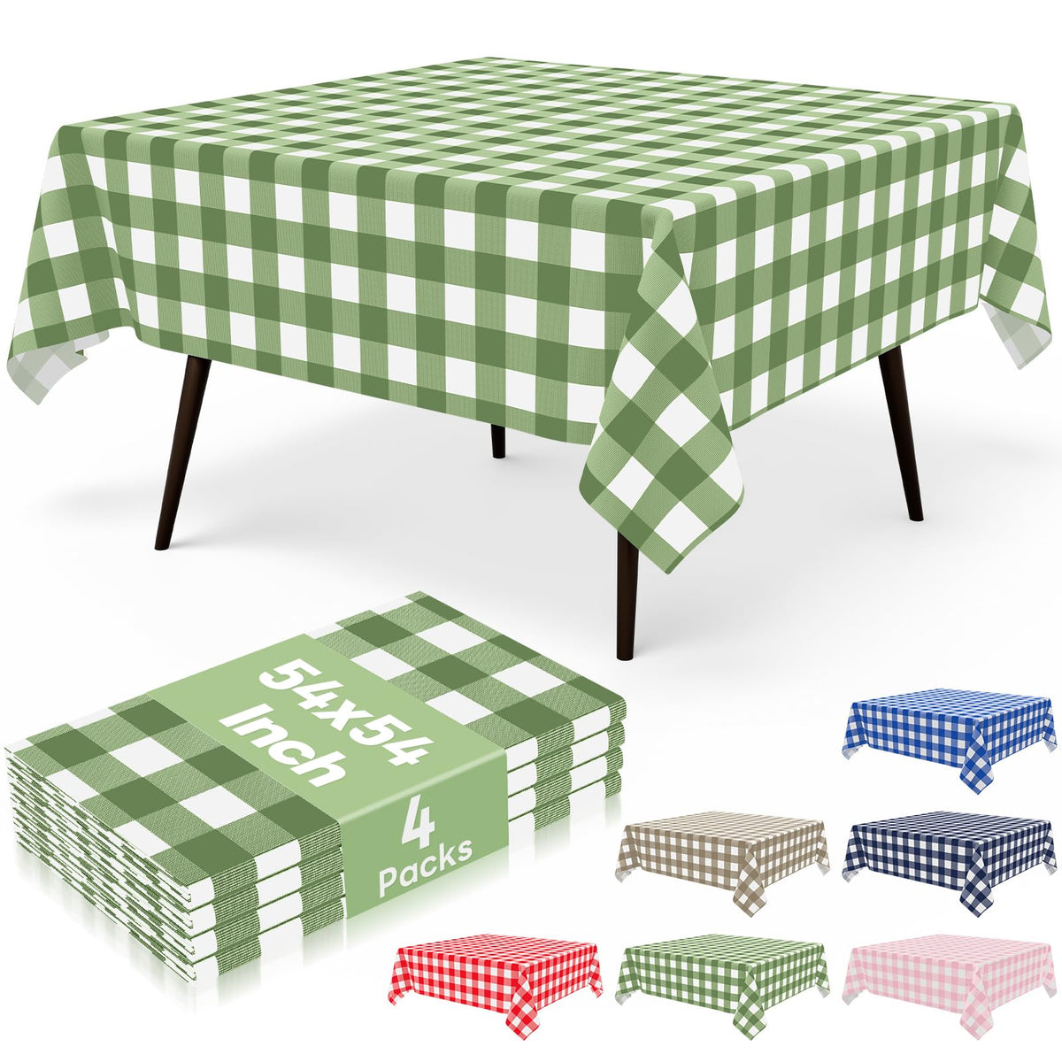 misaya 4 Packs 54 x 78 Inch Checkered Disposable Table Cloth