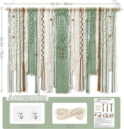 MEIVINES Macrame Wall Hanging Large Boho Tapestry Macrame Wall Art Decor