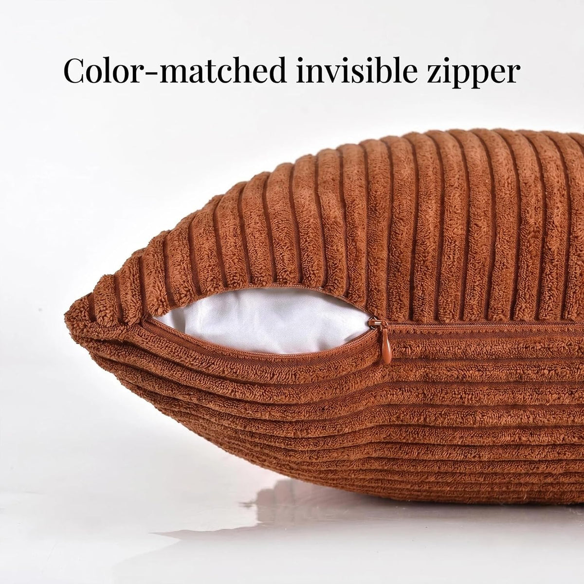 Fancy Homi 2 Packs Rust Boho Decorative Throw Pillow Covers 18x18 Inch for Couch Bed Sofa, Farmhouse Fall Home Decor, Soft Corss Corduroy Patchwork Textured Terracotta Accent Cushion Case 45x45 cm