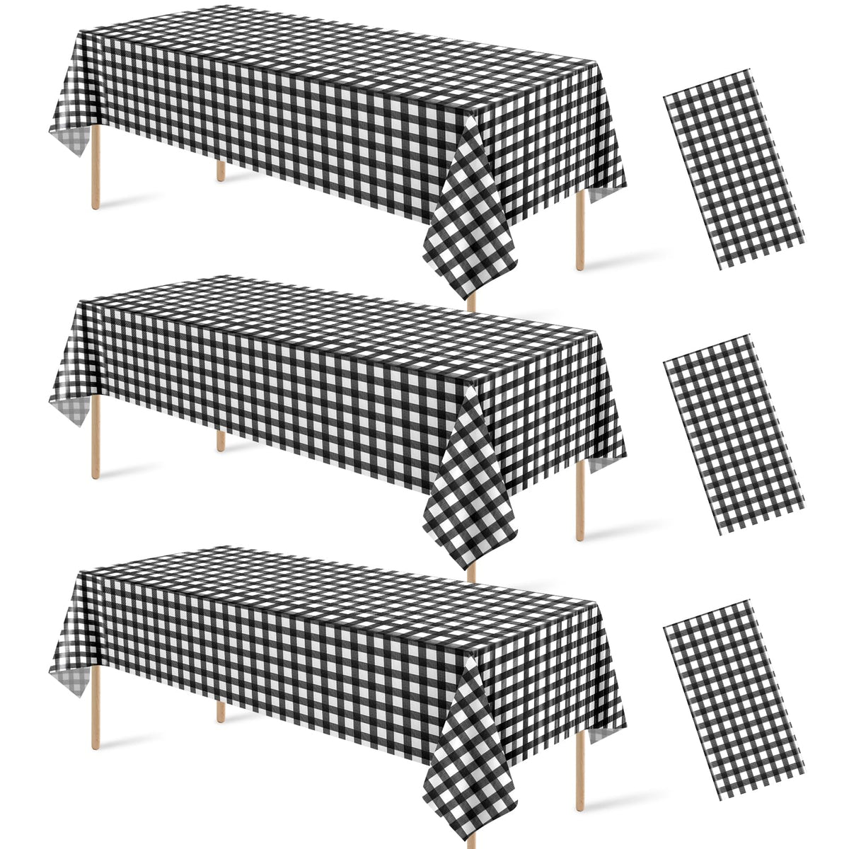 6 Pcs Sage Green Gingham Tablecloths, Checkered Table Covers 54 x 108 Inch