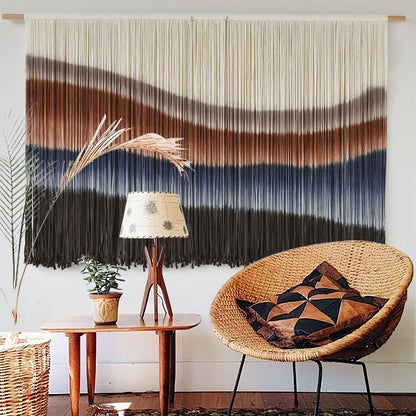 Macrame Wall Hanging Boho Wall Decor Large-Scale Tie-Dye Tapestry 57"W*35"L