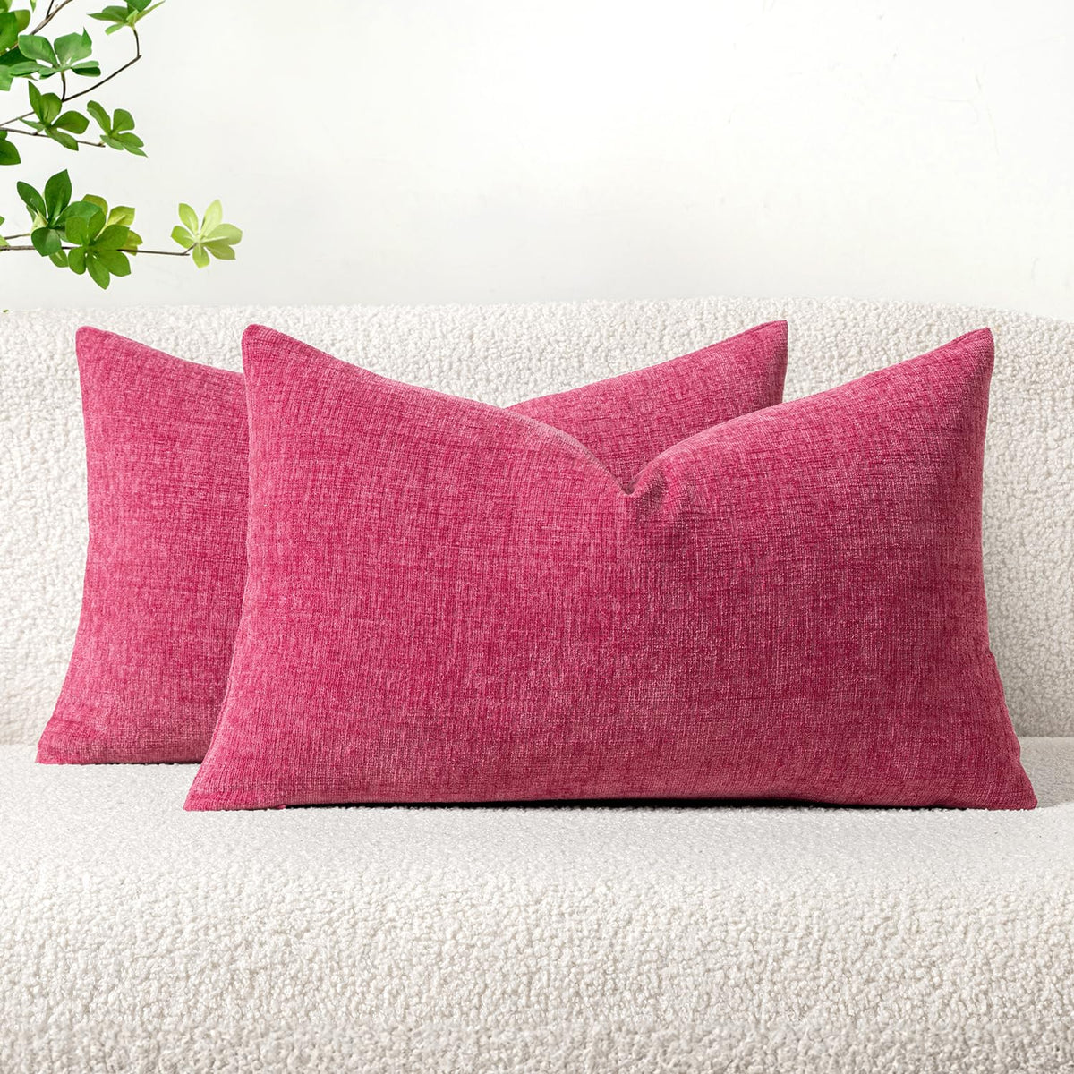 MIULEE Soft Chenille Fall Throw Pillow Covers Burnt Orange 18x18 Pack of 2
