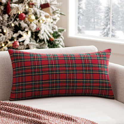 MIULEE Fall Plaid Pillow Covers Scottish Tartan 18x18 Terracotta Brown