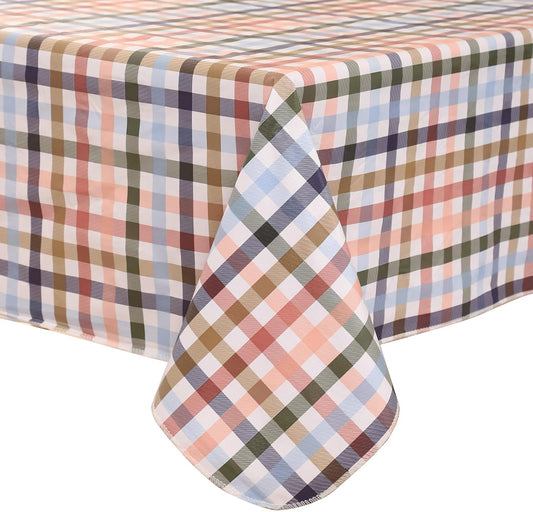Heavy Duty Vinyl Tablecloth with Flannel Backing Waterproof Oil-Proof Plastic Table Cloth Stain-Resistant Wipeable Rectangle or Square Table Cover for Indoor and Outdoor (Color Checkered,54x54 Inch)