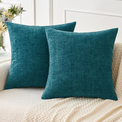 MIULEE Soft Chenille Fall Throw Pillow Covers Burnt Orange 18x18 Pack of 2