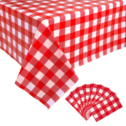 Kesfey 3 Packs Pink Gingham Tablecloth Pink and White Checkered Tablecloths 54 x 108 Inches Disposable Plastic Gingham Tablecovers Waterproof Rectangle Picnic Table Covers for Birthday Party Supplies