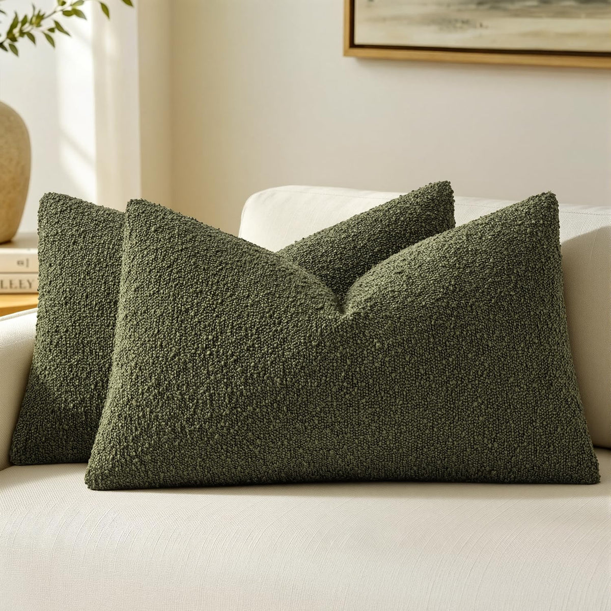 MIULEE 20x20 Decorative Boucle Couch Pillow Covers Brown