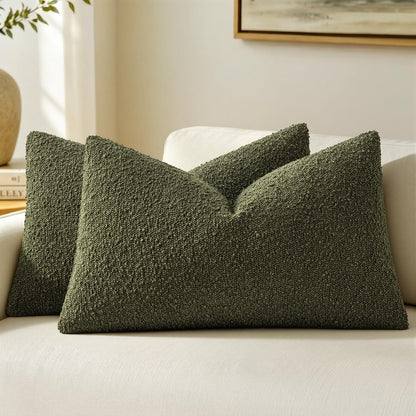 MIULEE 20x20 Decorative Boucle Couch Pillow Covers Brown