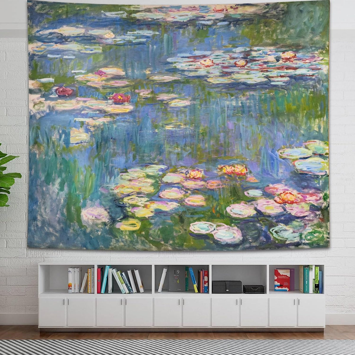Monet Waterlily Wall Tapestry, Cute Floral Art Tapestries for Girl Bedroom