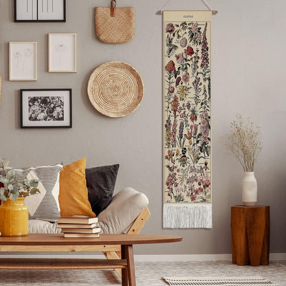 Tegeme Vintage Tapestry 52'' x 13'' Long Vertical Wall Hanging (Flower)