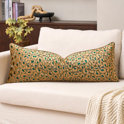 Alerfa Green Brown Floral Throw Pillow Cover 20 x 20 Inch Cut Velvet Sqaure Luxury Decorative Pillow Cover for Couch Living Room Bedroom