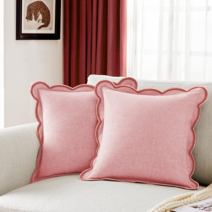 Ohocut Scalloped Pillow Cover Pack of 2 Spring Chenille Decorative Throw Pillow Covers Cute Boho Couch Pillow Covers Aesthetic Funky Preppy Pillow Cases for Sofa Living Room (Misty Blue, 18x18 Inch)