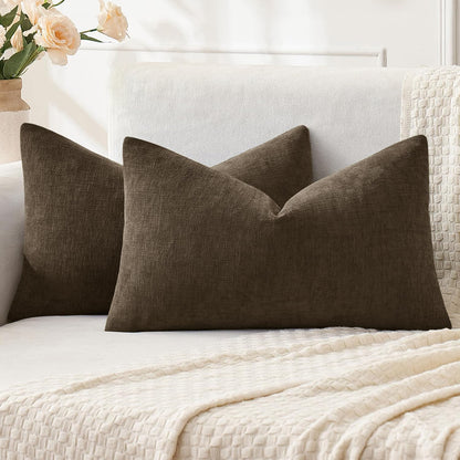 MIULEE Olive Green Chenille Couch Throw Pillow Covers, 18x18