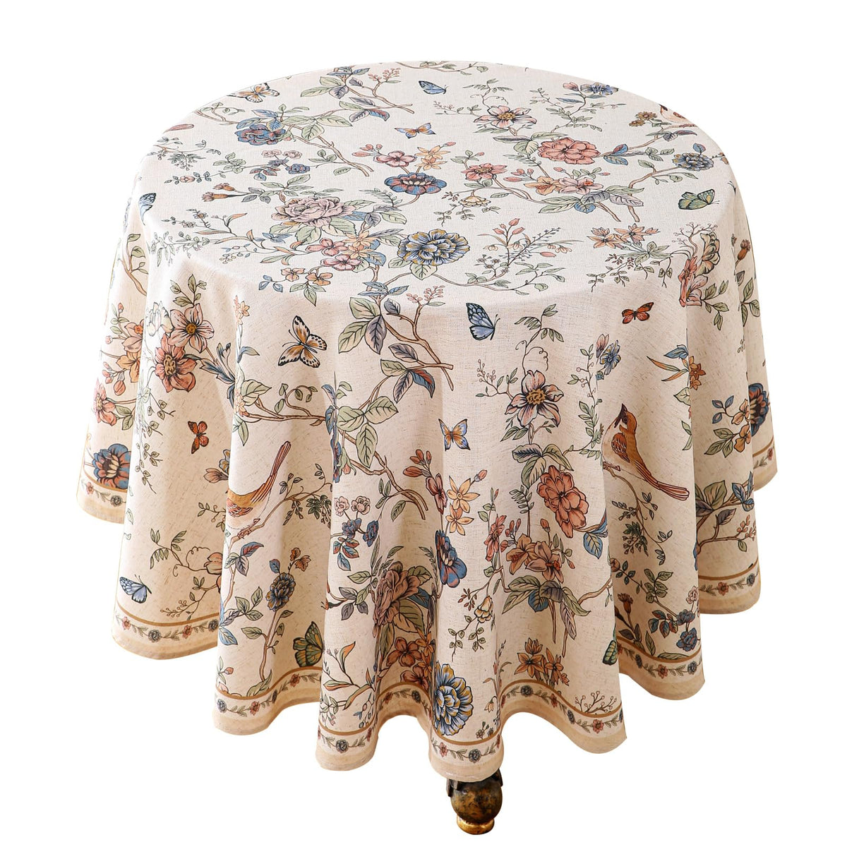 ISAENNE Designer French Linen Rectangular Tablecloth,118"x67"-Cornucopia