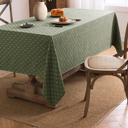 MIULEE Olive Green Rectangle Cross-Star Textured Table Cloth 52x70 Inch