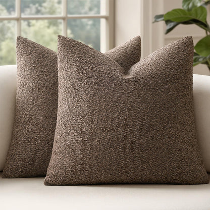 MIULEE 20x20 Decorative Boucle Couch Pillow Covers Brown