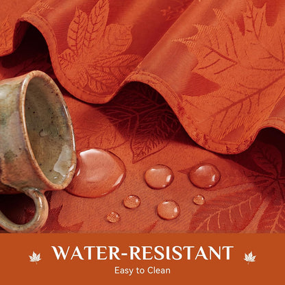 Softalker Fall Jacquard Rectangle Tablecloth, 60 x 84 Inch Burnt Orange