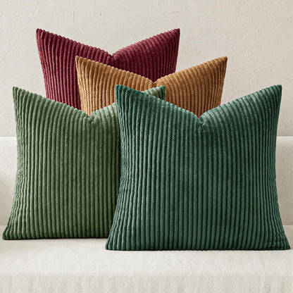 MIULEE Soft Corduroy Decorative Throw Pillow Covers Forest Green 18x18