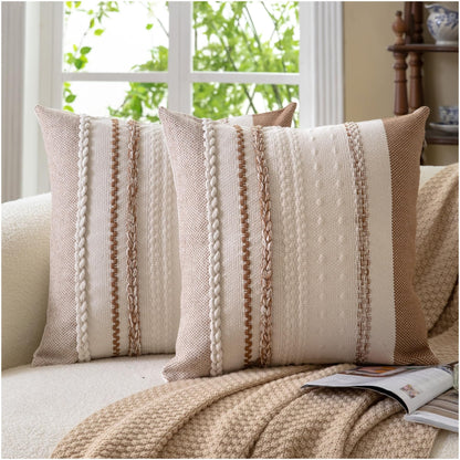 Cethom Boho Throw Pillow Covers 18x18 Inch Set of 2, Blue Textured Decorative Couch Pillow Cases for Farmhouse Home Decor, Accent Cushion Cover for Sofa, Bed, Living Room, Bedroom