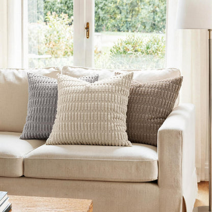 MIULEE Corduroy Decorative Throw Pillow Covers 18x18 Cream White Pack of 2