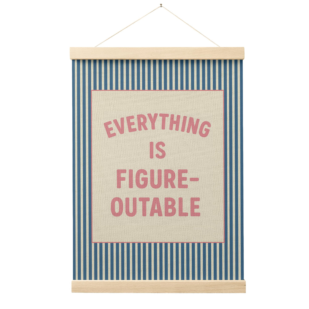 FGFK Everything Is Figureoutable Positive Affirmations Wall Art Poster Hanger Frame, Retro Pink and Green Inspirational Canvas Prints Framed Wall Decor for Office Classroom Home Bedroom, 12x16 Inch