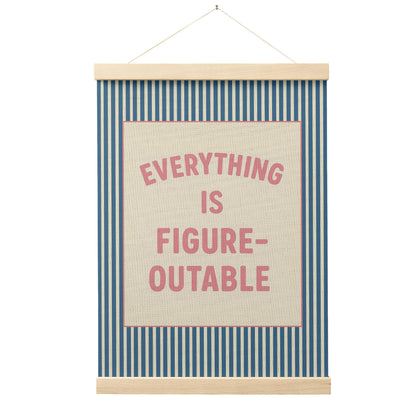 FGFK Everything Is Figureoutable Positive Affirmations Wall Art Poster Hanger Frame, Retro Pink and Green Inspirational Canvas Prints Framed Wall Decor for Office Classroom Home Bedroom, 12x16 Inch