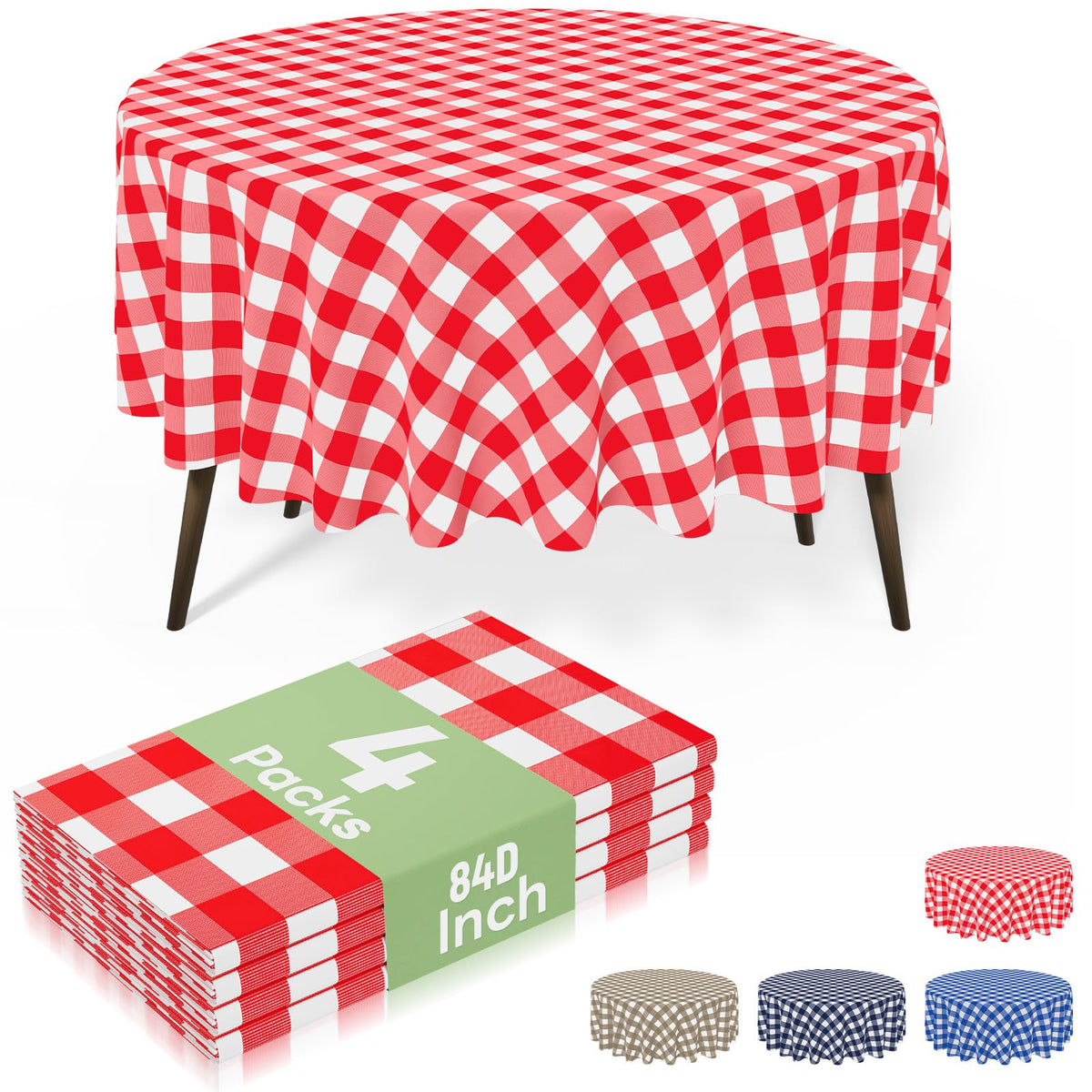 misaya 4 Packs Buffalo Disposable Table Cloth, 54 x 108 Inch Waterproof Plastic Tablecloth, Rectangle Red and White Checkered Table Covers for Picnic, Birthday, Party, Back to School