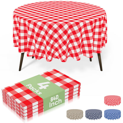 misaya 4 Packs Buffalo Disposable Table Cloth, 54 x 108 Inch Waterproof Plastic Tablecloth, Rectangle Red and White Checkered Table Covers for Picnic, Birthday, Party, Back to School
