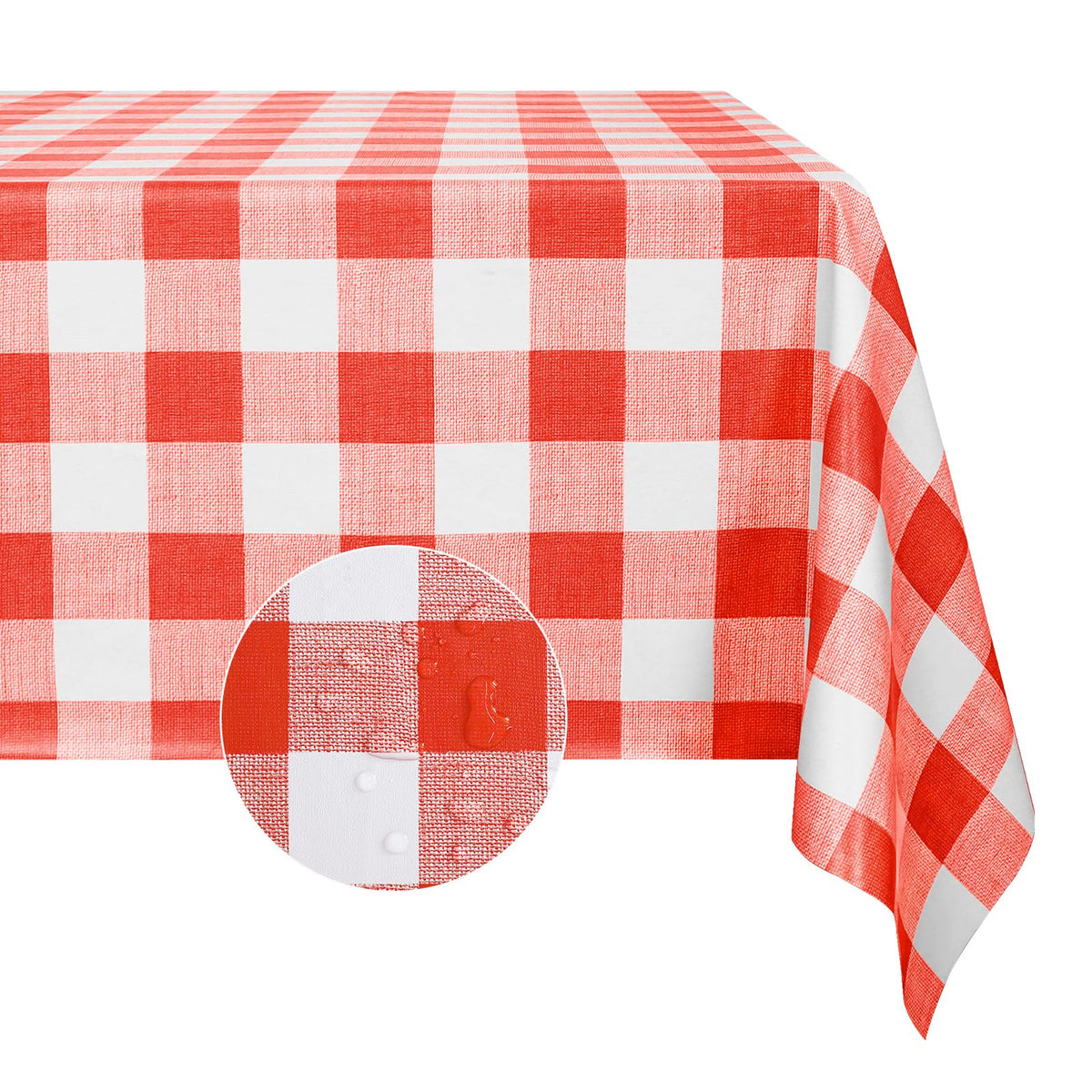 Romanstile Rectangle Vinyl Tablecloth, 100% Waterproof Oil-Proof Checkered Plastic Table Cloth, Heavy Duty Wipeable Table Covers for Dining, Camping, Picnic, Outdoor - 54 x 78 Inch, Grey