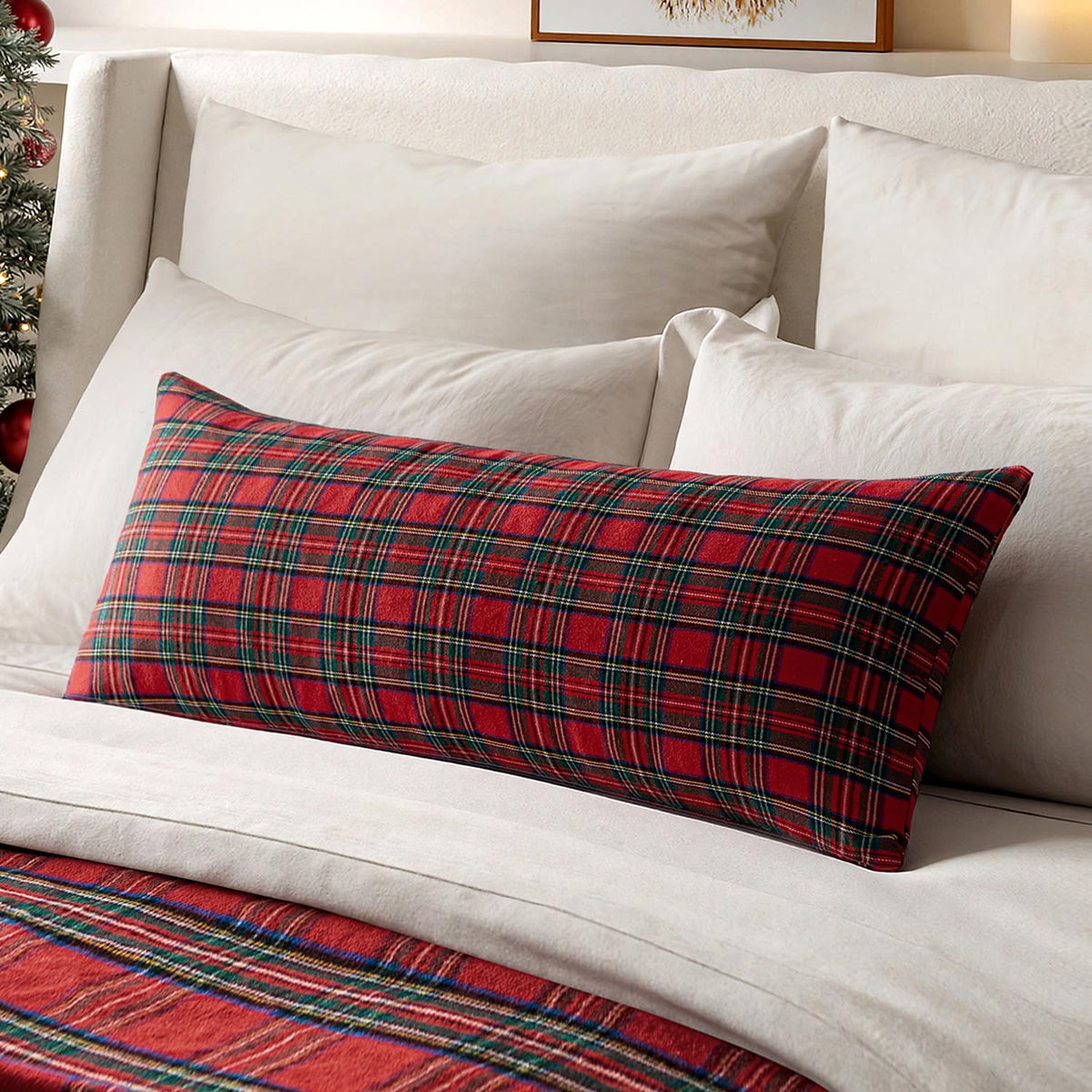MIULEE Fall Plaid Pillow Covers Scottish Tartan 18x18 Terracotta Brown