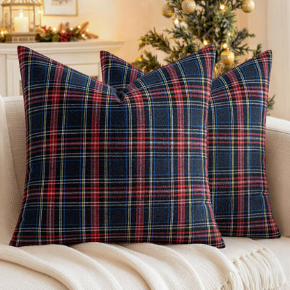MIULEE Fall Plaid Pillow Covers Scottish Tartan 18x18 Terracotta Brown