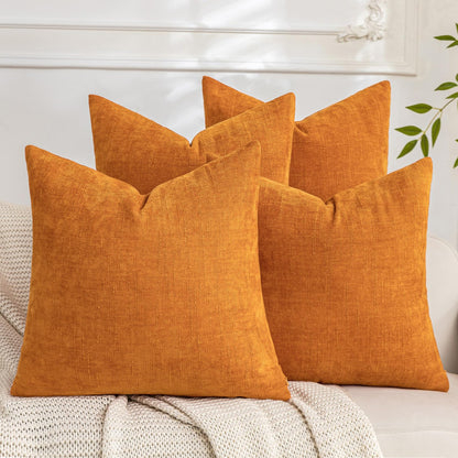 Set of 4 Soft Textured Throw Pillow Covers 18x18 Inch Cozy Decorative Farmhouse Cushion Cover Square Accent Pillow Cases for Bed Couch Sofa Living Room, Beige Taupe Brown