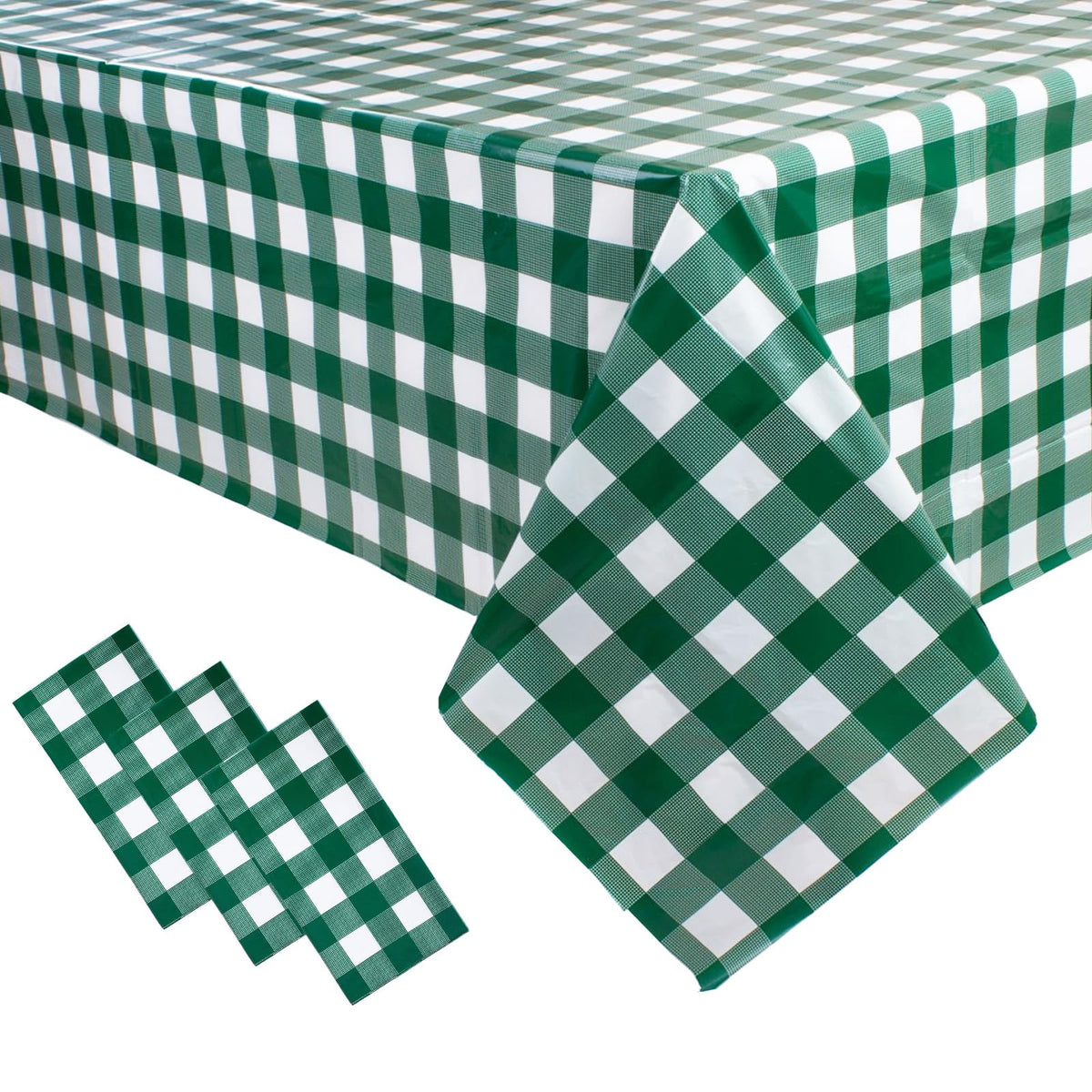 3 Packs Pink Gingham Tablecloth 54 x 108 Inches Pink and White Checkered Disposable Plastic Waterproof Picnic Table Cover for Camping and Birthday Party Supplies