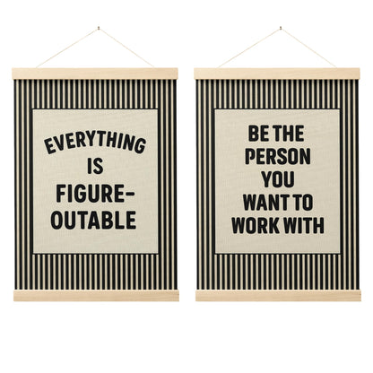 FGFK Everything Is Figureoutable Positive Affirmations Wall Art Poster Hanger Frame, Retro Pink and Green Inspirational Canvas Prints Framed Wall Decor for Office Classroom Home Bedroom, 12x16 Inch