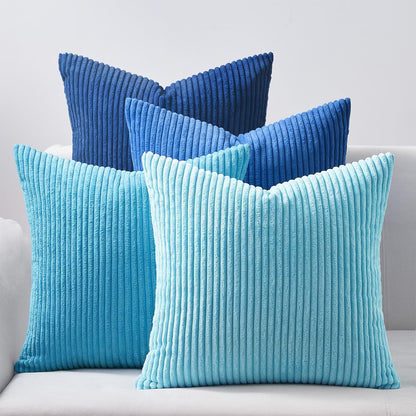 Topfinel Decorative Throw Pillow Covers Cushion Cases, Set of 4 Soft Velvet Modern Double-Sided Designs, Mix and Match for Boho Farmhouse Fall Home Decor (18x18 inch, Orange/Teal)
