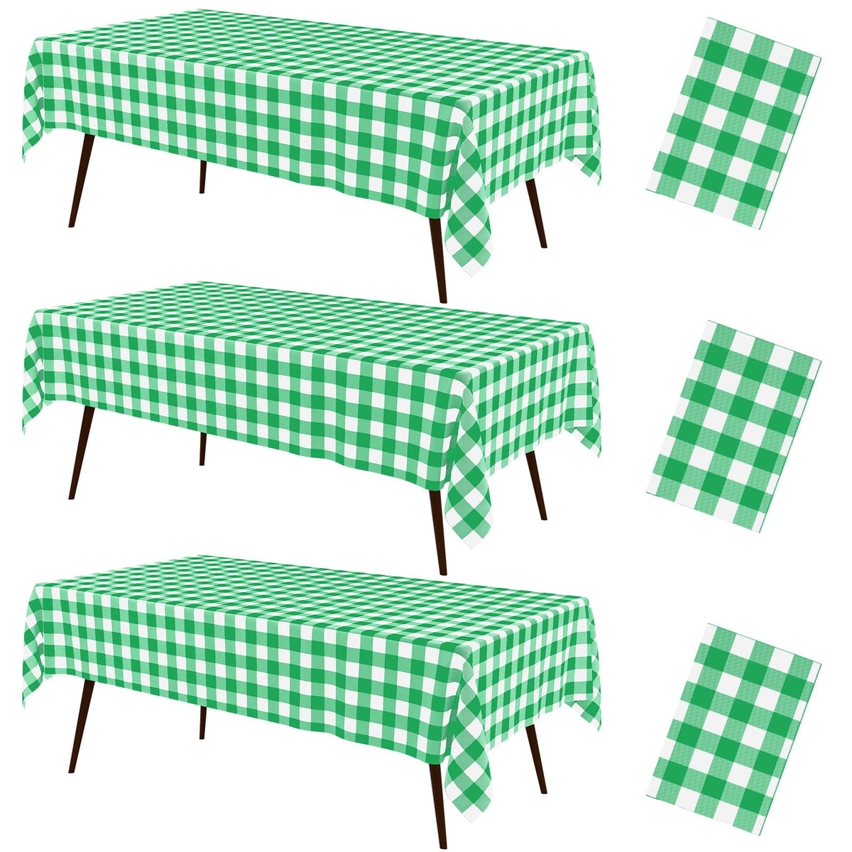 misaya 3 Packs Khaki White Buffalo Gingham Plastic Disposable Table Cloth