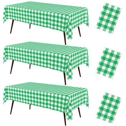 misaya 3 Packs Khaki White Buffalo Gingham Plastic Disposable Table Cloth