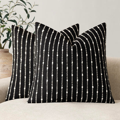 Foindtower Decorative Striped Boucle Throw Pillow Covers 18x18 Inch Camel