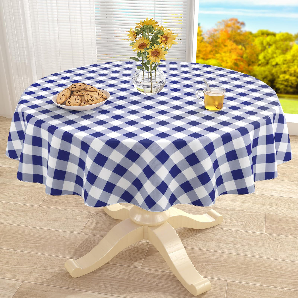 misaya Rectangular Waterproof Vinyl Table Cloth, Flannel Backed Tablecloth
