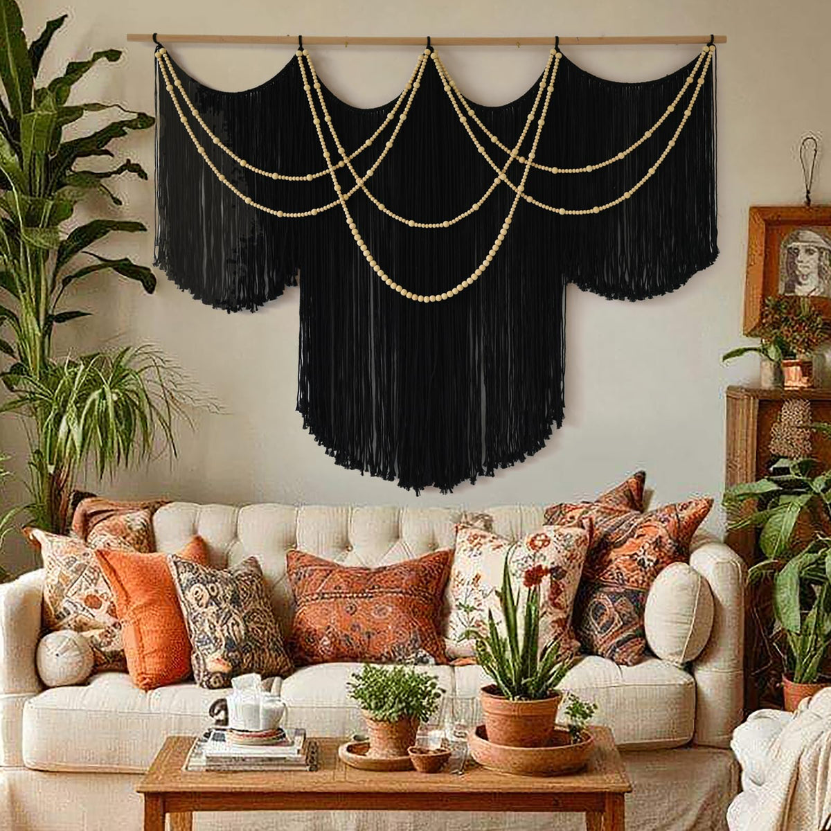 Macrame Wall Hanging Boho Wall Decor Large-Scale Tie-Dye Tapestry 57"W*35"L