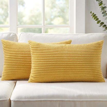 Mecatny Corduroy Fall Throw Pillow Covers 18x18 Set of 2 Olive Green