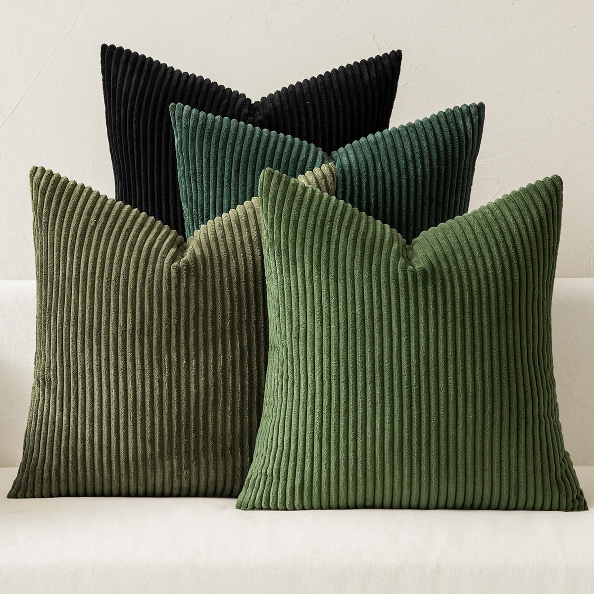 MIULEE Soft Corduroy Decorative Throw Pillow Covers Forest Green 18x18