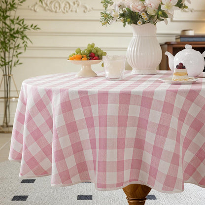 Alsoo Checkered Tablecloth Rectangle Gingham Table Cloth Washable Cotton Linen Fall Thanksgiving Buffalo Plaid Table Cover for Picnic Kitchen Dining Room, Orange and White, 60 * 75 inch