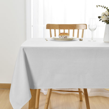 JIUZHEN Round Table Cloth Faux Linen Farmhouse Tablecloth Wrinkle and Stain Resistant Decorative Fabric Table Cover for Kitchen, Dining Room, Parties and Camping, Beige, 120 Inch Round