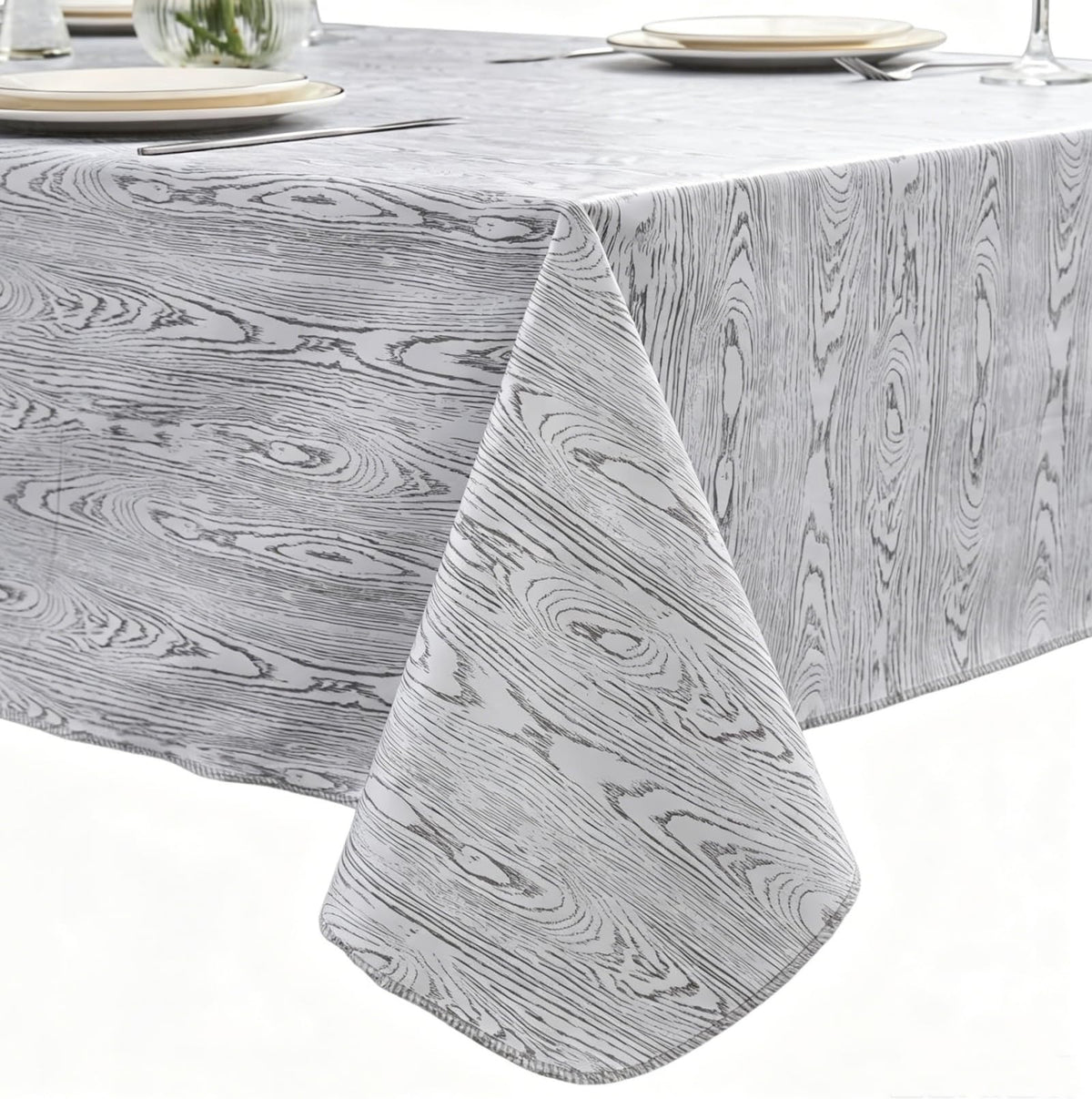 Pioggia Vinyl Tablecloth with Flannel Backed Rectangle Waterproof Oil-Proof PVC Table Cloth Wipeable Spill-Proof Plastic Table Cover for Indoor and Outdoor