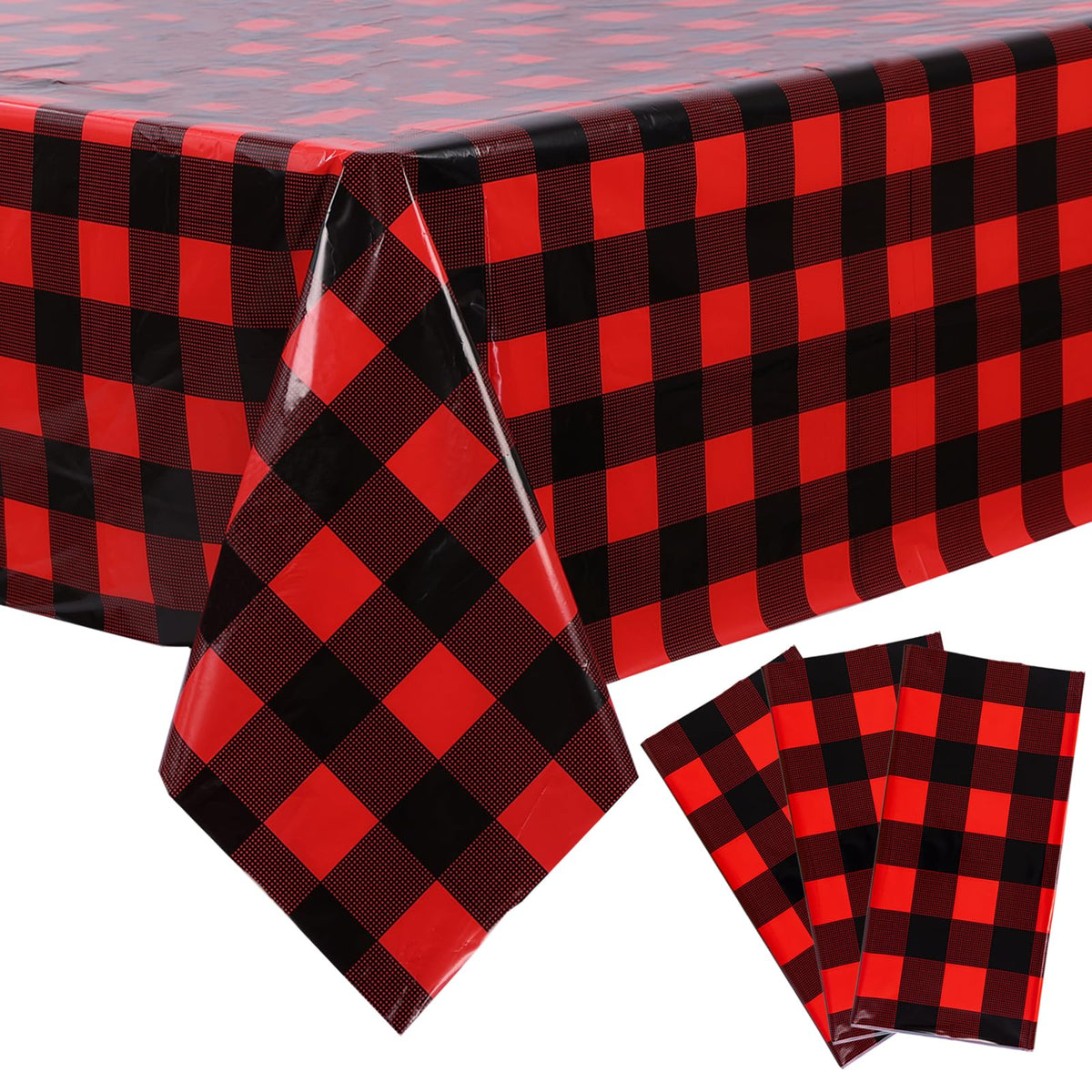 Kesfey 3 Packs Pink Gingham Tablecloth Pink and White Checkered Tablecloths 54 x 108 Inches Disposable Plastic Gingham Tablecovers Waterproof Rectangle Picnic Table Covers for Birthday Party Supplies