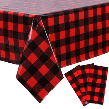 Kesfey 3 Packs Pink Gingham Tablecloth Pink and White Checkered Tablecloths 54 x 108 Inches Disposable Plastic Gingham Tablecovers Waterproof Rectangle Picnic Table Covers for Birthday Party Supplies