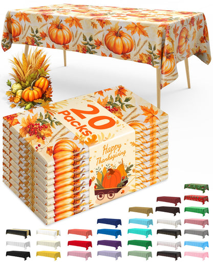 Pureegg 20 Pack White Disposable Plastic Tablecloth 54x108 Inch